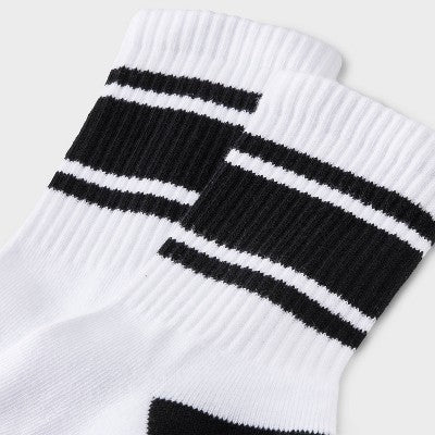  Women's Game Day Varsity Stripe Ribbed Cushioned Mid Crew Socks - Wild Fable™