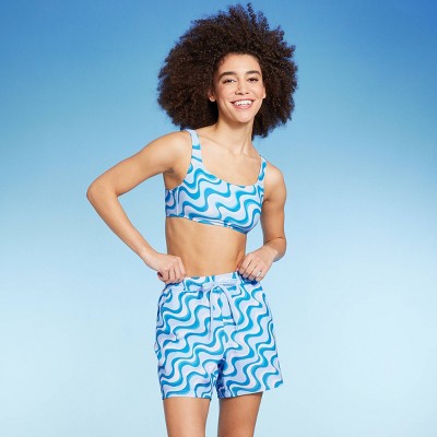  Women's 5" Board Swim Shorts - Wild Fable™ Multi Blue Swirl Print