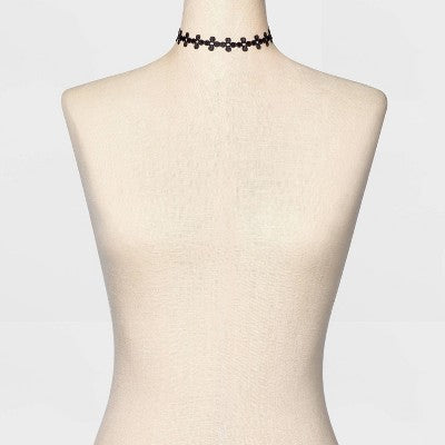  Velvet And Simulated Pearl Charm Choker Set 5pc - Wild Fable™ Black