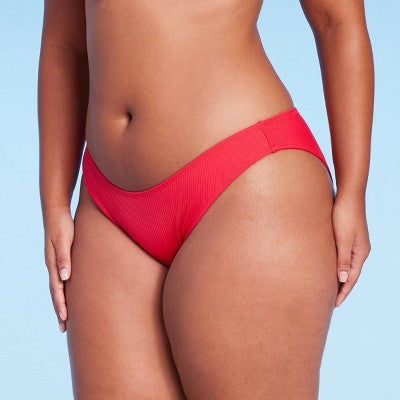  Women's Ribbed High Leg Cheeky Bikini Bottom - Wild Fable™