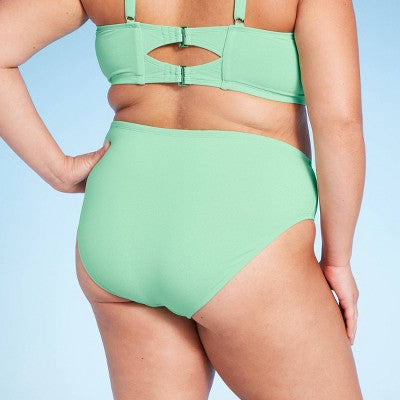  Women's Mid-Rise High Leg Cheeky Lurex Bikini Bottom - Wild Fable™ Mint Green