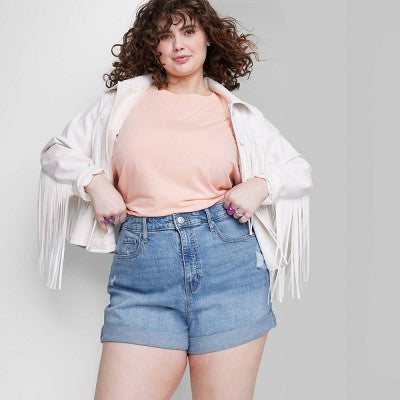  Women's Super-High Rise Rolled Cuff Jean Shorts - Wild Fable™