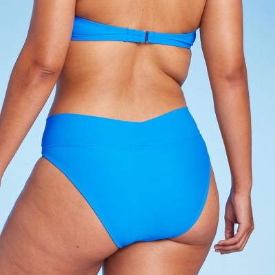  Women's Crossover High Leg Cheeky Mid-Rise Bikini Bottom - Wild Fable™