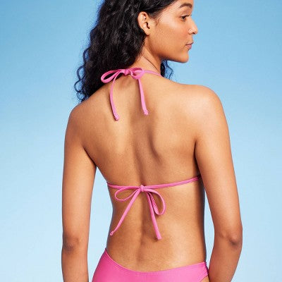  Women's Space Dye Crochete Triangle Bikini Top - Wild Fable™ Orange/Magenta
