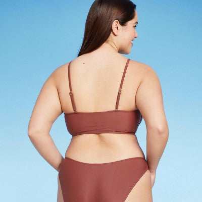  Women's Lace-Up Longline Bikini Top - Wild Fable™