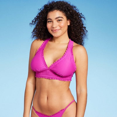  Women's Smocked Detail Longline Bikini Top - Wild Fable™ Purple
