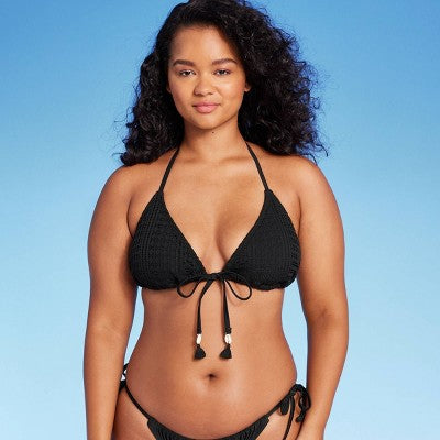  Women's Crochet Triangle Bikini Top - Wild Fable™
