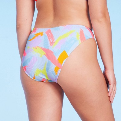  Women's Ribbed High Leg Cheeky Bikini Bottom - Wild Fable™
