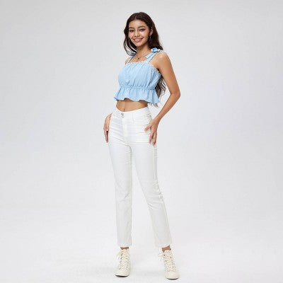  Women's Lace Trim Cropped Cami Top - Wild Fable™ Light Blue