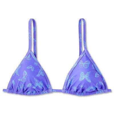 Women's Triangle Bikini Top - Wild Fable™ Purple Butterfly Print 