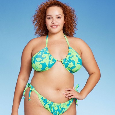  Women's Bead Detail U-Neck Multi-Way Bralette Bikini Top - Wild Fable™ Multi Tropical Print