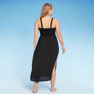  Women's Smocked High Slit Convertible Cover Up Dress - Wild Fable™